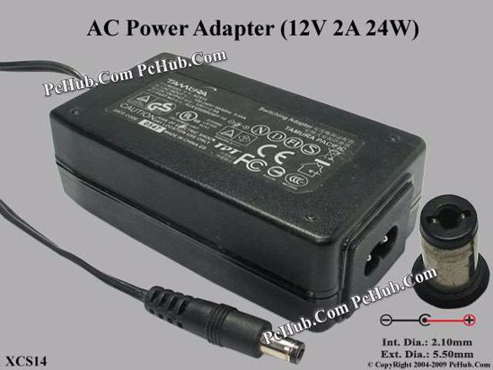Tamura XCS14 AC Adapter 5V-12V 12V 2A, 2.1/5.5mm, 2-Prong Tamura XCS14 AC Adapter 5V-12V 12V 2A, 2.1/5.5mm, 2-Prong