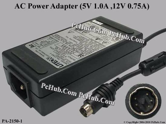 LITE-ON PA-2150-1 AC Adapter 5V-12V 12V 0.75A, 5V 1A, 5P, P12=5V P3=12V, C14 LITE-ON PA-2150-1 AC Adapter 5V-12V 12V 0.75A, 5V 1A, 5P, P12=5V P3=12V, C14