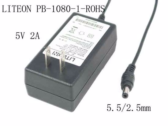 LITE-ON PB-1080-1-ROHS AC Adapter 5V-12V 5V 2A, 5.5/2.5mm, US 2P LITE-ON PB-1080-1-ROHS AC Adapter 5V-12V 5V 2A, 5.5/2.5mm, US 2P